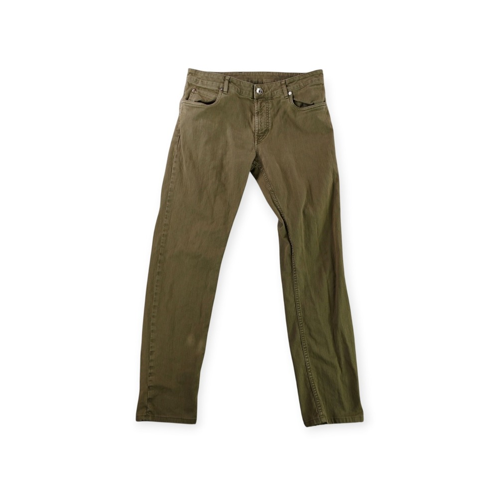 Eleventy Platinum Milano Pants Men 33x30 Olive Green Slim Fit Made in Italy